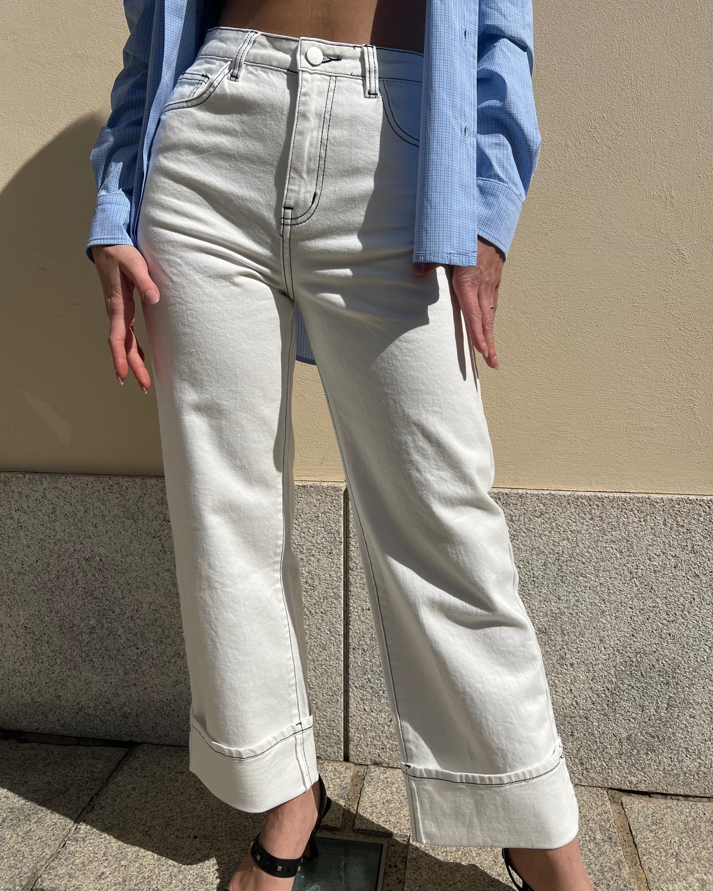 JEANS BIANCO RISVOLTO