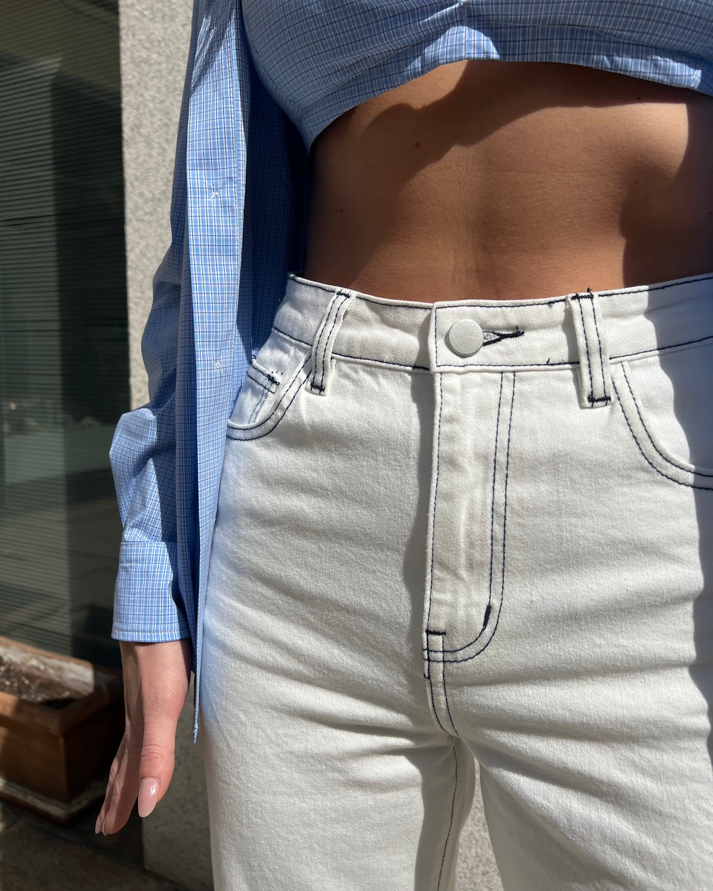 JEANS BIANCO RISVOLTO